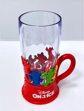 Disney On Ice Collectible Cup/Mug with Colorful Character Base Red Handle-As is!